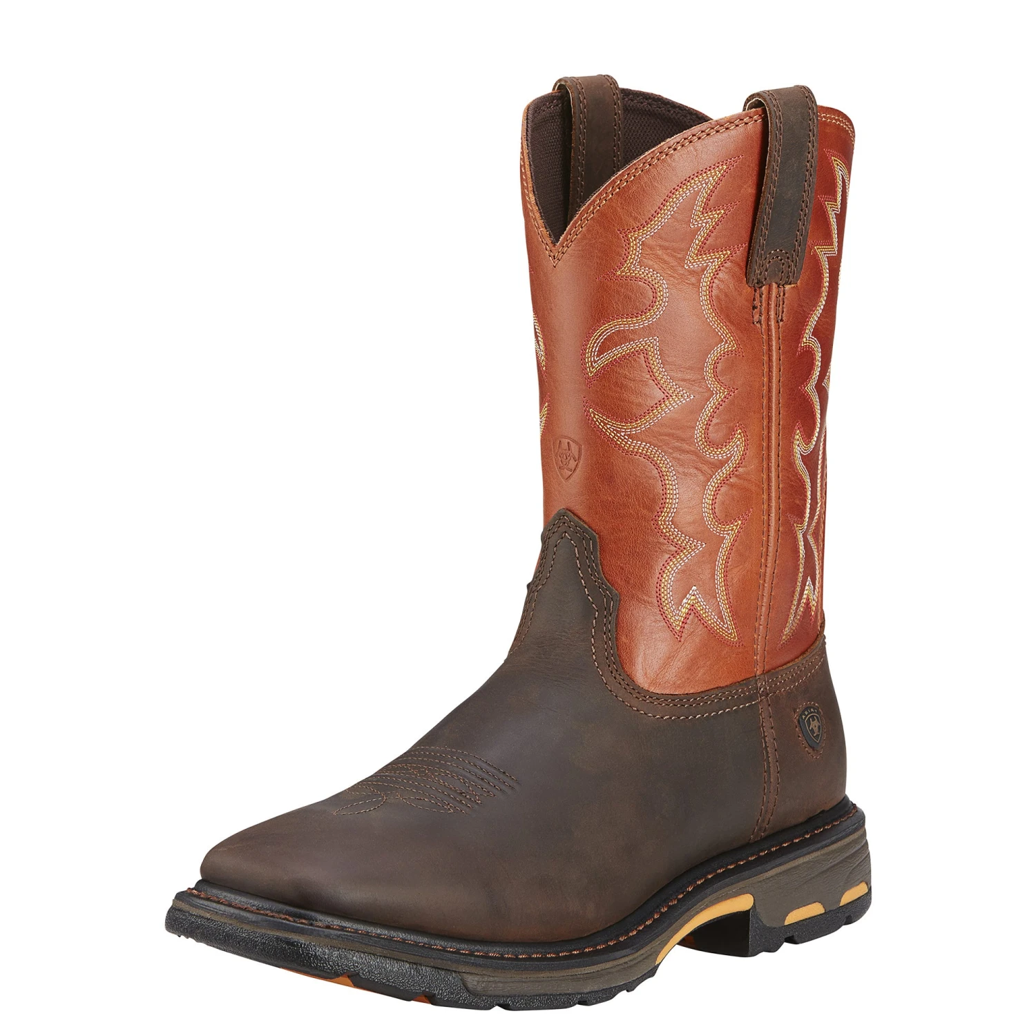 Ariat 10005888 Men's Workhog Orange Square Toe Cowboy Boots 7 Ariat 10005888 Men's Workhog Orange Square Toe Cowboy Boots - Image 5