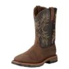 Ariat Boots: Men's 10017436 Brown WorkHog Wide H20 11" Waterproof Pull On Work Boots -Work Shoe Store 10017436 3 4 front