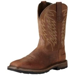 Ariat Boots: Men's 10020059 Brown Groundbreaker 10" Slip Resistant Pull On Work Boots -Work Shoe Store 10020059 1