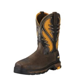 Ariat Boots: Composite Toe 10020072 Men's Brown Pull On Intrepid Venttek Work Boots -Work Shoe Store 10020072 3 4 front