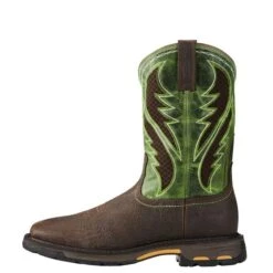 Ariat Boots: Men's 10020083 Brown Green WorkHog VentTek Toe 11" Slip Resistant Pull On Work Boots -Work Shoe Store 10020083 side