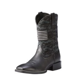 Ariat Boots: Men's 10023361 Black Deertan Sport Patriot Western Boot 11 Ariat Boots: Men's 10023361 Black Deertan Sport Patriot Western Boot -Work Shoe Store 10023361 3 4 front