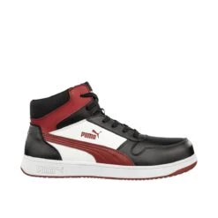 Puma Shoes: Men's 630055 Black White Red Composite Toe Mid EH Frontcourt Heritage Work Shoe