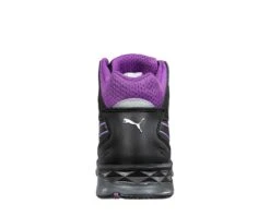 Puma Shoes: Women's 633895 Black Purple 2.0 Composite-Fiberglass Toe Mid Stepper Work Shoe -Work Shoe Store 633895 stepper 2 mid back web