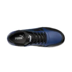 Puma Shoes: Men's 640275 Black Blue Composite Toe Low Frontcourt Heritage Work Shoe -Work Shoe Store 640275 frontcourt blue blk low top webedit