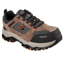 Skechers Shoes: Men's 77183 BRBK Brown Black Greetah Composite Toe Athletic Shoe -Work Shoe Store 77183 brbk