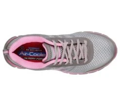 Skechers Shoes: Women's 77250 GYPK Grey Pink Sure Track- Saquenay Alloy Toe Athletic Shoe -Work Shoe Store 77250 gypk c