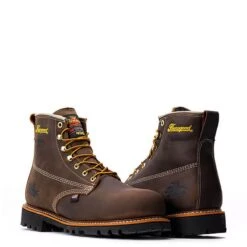 Thorogood Boots: Men's 804 4514 Brown Nano Safety Toe USA Made American Heritage Waterproof Insulated Crazyhorse Work Boot -Work Shoe Store 804 4514 3edit