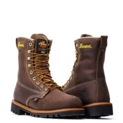 Thorogood Boots: Men's 814 4520 Brown Soft Toe USA Made American Heritage 8" Waterproof Insulated Crazyhorse Work Boot -Work Shoe Store 814 4520 3edit