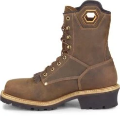 Carolina Boots: Men's CA9855 Brown 8" Composite Square Toe Waterproof Logger Boot 11 Carolina Boots: Men's CA9855 Brown 8" Composite Square Toe Waterproof Logger Boot -Work Shoe Store ca9855 500xauto instep