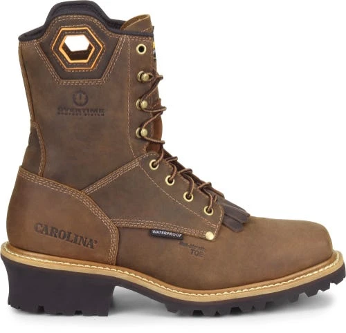 Carolina Boots: Men's CA9855 Brown 8" Composite Square Toe Waterproof Logger Boot 4 Carolina Boots: Men's CA9855 Brown 8" Composite Square Toe Waterproof Logger Boot - Image 2