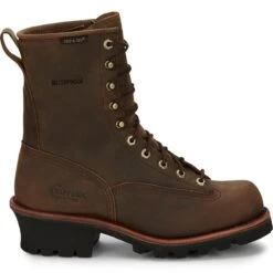 Chippewa Boots: Men's Waterproof Brown 73100 Logger Work Boots -Work Shoe Store chp 004 73100edit