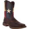 Durango Boots: Men's DB4446 Brown Rebel Texas Flag Pull On Square Toe Work Boot -Work Shoe Store db4446