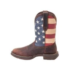 Durango Boots: Men's DB5554 Brown Rebel 12 Inch American Flag Pull On Square Toe Boot -Work Shoe Store db5554 instep