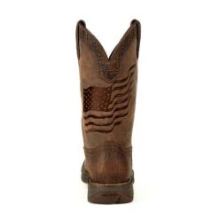 Durango Boots: Men's DDB0314 Brown Rebel Distressed Flag Pull On Square Toe Western Boot -Work Shoe Store ddb0314 back