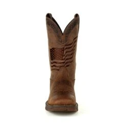 Durango Boots: Men's DDB0314 Brown Rebel Distressed Flag Pull On Square Toe Western Boot -Work Shoe Store ddb0314 front