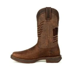 Durango Boots: Men's DDB0314 Brown Rebel Distressed Flag Pull On Square Toe Western Boot -Work Shoe Store ddb0314 instep