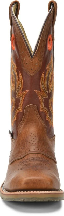 Double H Boots: Men's DH5400 Brown Square Steel Toe ICE Roper 13" Pull On Cowboy Boot -Work Shoe Store dh5400 500xauto toe