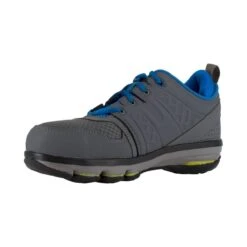 Reebok Shoes: RB3604 Grey Men's Alloy Toe ESD Blue DMX Flex Athletic Oxfords -Work Shoe Store ewasrdtfygu
