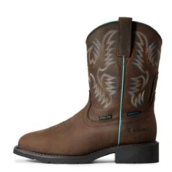Ariat Boots: Women's 10029516 Dark Brown Krista Waterproof Steel Toe Work Boot -Work Shoe Store f19 wms work couto 10029516 side 1