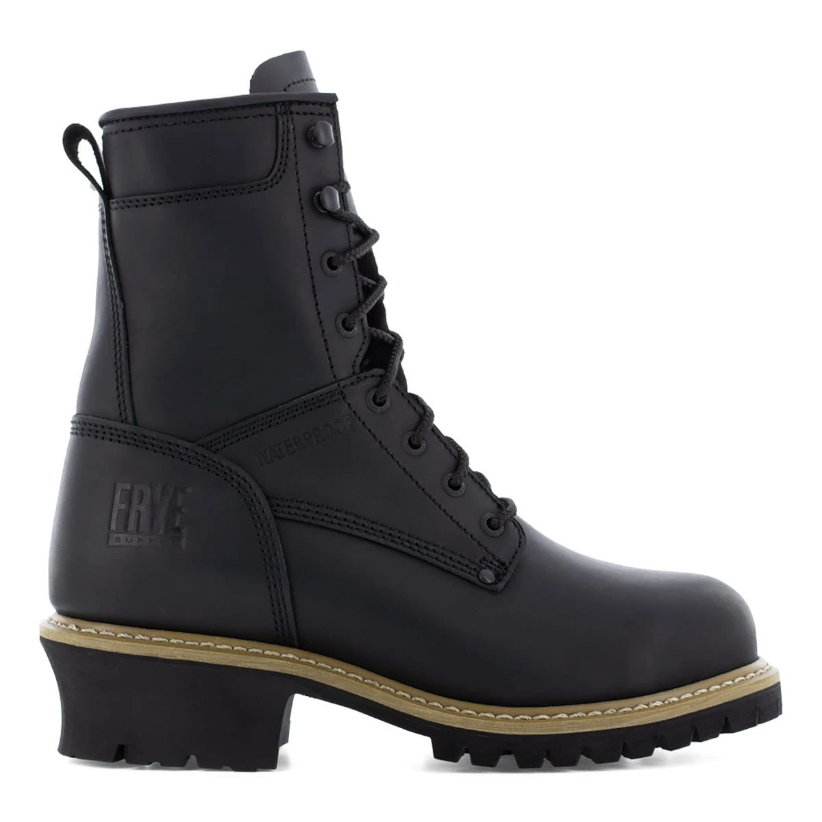 Frye Boots: Men's FR40201 Black Steel Toe 8" Waterproof Logger Work Boot 4 Frye Boots: Men's FR40201 Black Steel Toe 8" Waterproof Logger Work Boot - Image 2