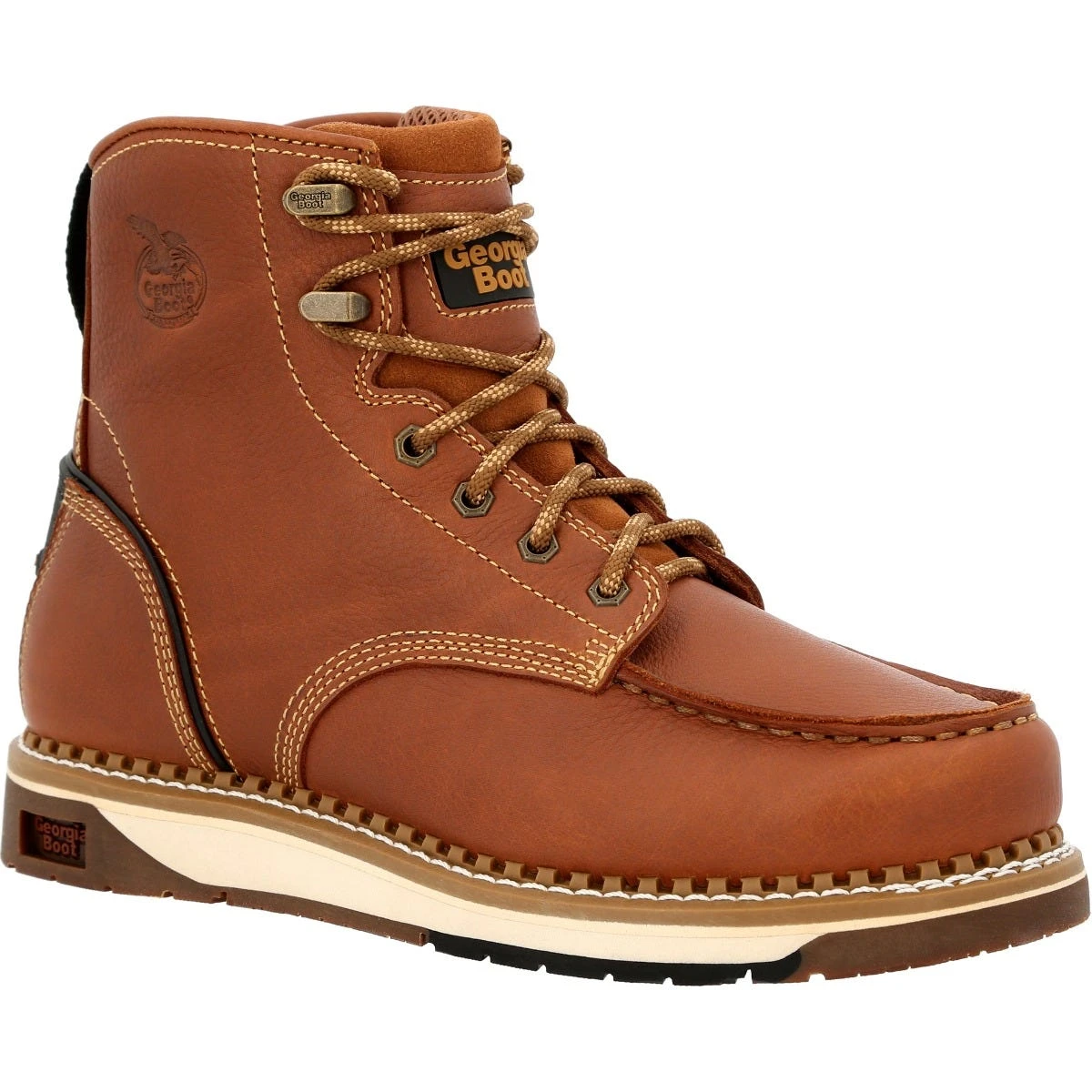 Georgia Boots: Men's GB00489 Brown Plain Toe AMP LT Wedge Moc Toe EH 6" Work Boot 3 Georgia Boots: Men's GB00489 Brown Plain Toe AMP LT Wedge Moc Toe EH 6" Work Boot