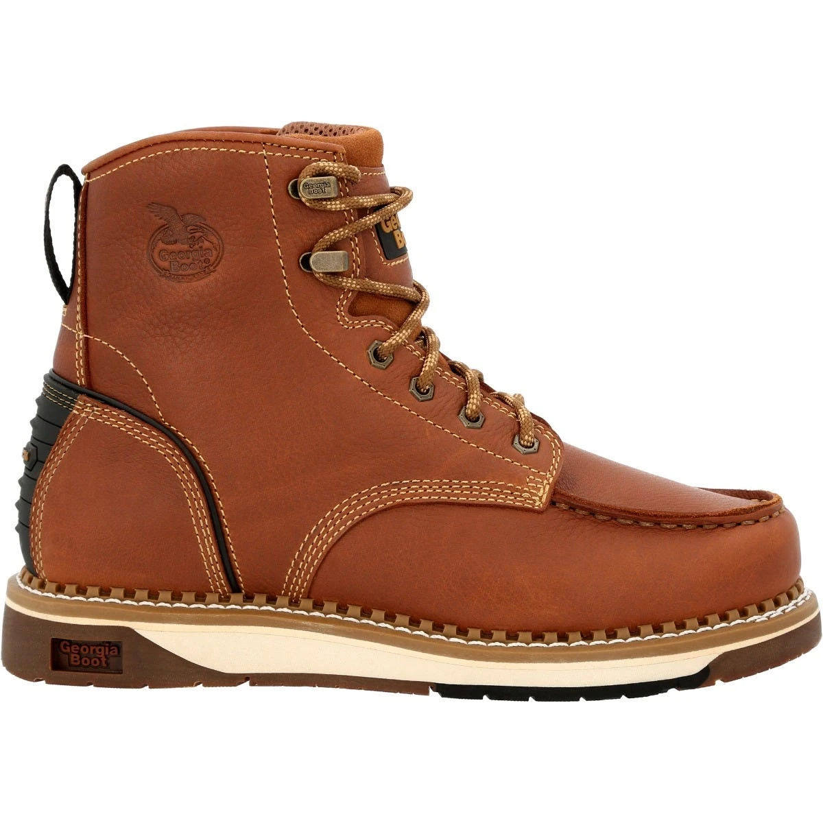 Georgia Boots: Men's GB00489 Brown Plain Toe AMP LT Wedge Moc Toe EH 6" Work Boot 4 Georgia Boots: Men's GB00489 Brown Plain Toe AMP LT Wedge Moc Toe EH 6" Work Boot - Image 2