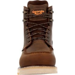 Georgia Boots: Men's GB00592 Brown Nano Composite Toe AMP LT Wedge Moc Toe Waterproof Work Boot -Work Shoe Store gb00592 front