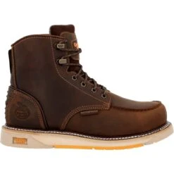 Georgia Boots: Men's GB00592 Brown Nano Composite Toe AMP LT Wedge Moc Toe Waterproof Work Boot -Work Shoe Store gb00592 profile