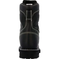 Georgia Boots: Men's GB00603 Black Plain Toe 8" USA Made Logger Waterproof Work Boot -Work Shoe Store gb00603 back