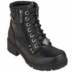 Harley Davidson Boots: Women's D83877 Zip Up Black Motorcycle Boots -Work Shoe Store harley davidson d83877 p 01