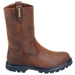 Caterpillar Boots: Men's Brown Revolver Slip-On 72191 Wellington Slip-Resistant Boots -Work Shoe Store image 85171