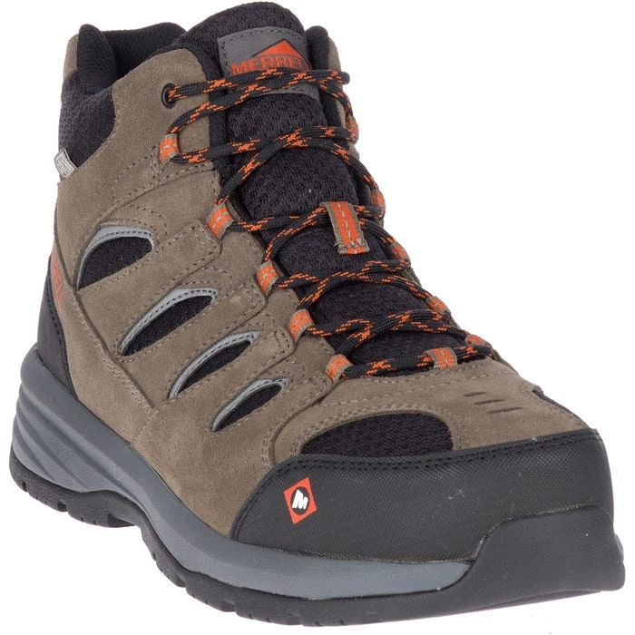 Merrell Boots: Men's J17817 Brown Orange Windoc Mid Steel Toe Waterproof Work Hiker 3 Merrell Boots: Men's J17817 Brown Orange Windoc Mid Steel Toe Waterproof Work Hiker