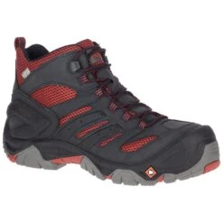Merrell Boots: Men's J35191 Black Red Strongfield Composite Toe Waterproof Work Hiker -Work Shoe Store j35191