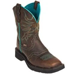 Justin Boots: Women's GY9624 8-Inch Mandra Chocolate Brown Cowboy Boots -Work Shoe Store justin l9624 p 01