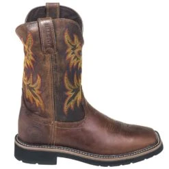 Justin Boots: Men's SE4681 Brown Square Toe Stampede Boots 12 Justin Boots: Men's SE4681 Brown Square Toe Stampede Boots -Work Shoe Store justin wk4681 080 o 01