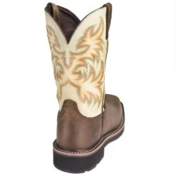 Justin Boots: Men's SE4684 Steel Toe EH White Cowhide 11-Inch Cowboy Work Boots -Work Shoe Store justin wk4684 b 01