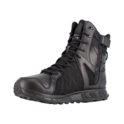 Reebok Boots: Men's RB3455 Black Soft Toe 8" Trailgrip Tactical Waterproof Insulated Side Zipper Work Boot -Work Shoe Store rb3455 03edit