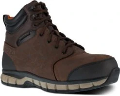 Reebok Boot: Men's RB4606 Brown Sublite Cushion EH Composite Toe Slip Resistant Waterproof Work Boot -Work Shoe Store rb4606 expand