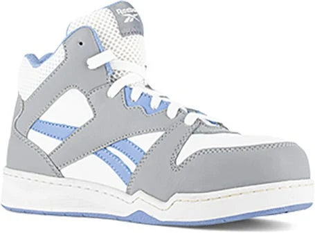 Reebok Shoes: Women's RB470 Grey White Blue Composite Toe SD10 High Top Work Sneaker 3 Reebok Shoes: Women's RB470 Grey White Blue Composite Toe SD10 High Top Work Sneaker