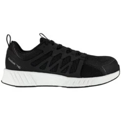 Reebok Shoes: Women's RB413 Black White Fusion Flexweave Composite Toe Slip Resistant Athletic Work Shoe