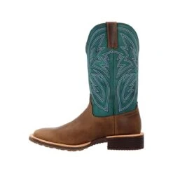 Rocky Boots: Men's RKW0406 Teal Soft Toe 12" Tall Oaks Western Pull On Boot -Work Shoe Store rkw0406 4edit