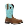 Rocky Boots: Women's RKW0412 Brown Turquoise Composite Toe Rosemary Pull On Cowboy Work Boot -Work Shoe Store rkw0412edit