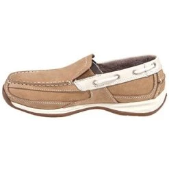 Rockport Works Shoes: Women's RK673 Tan Steel Toe ESD Slip-On Boat Shoes -Work Shoe Store rockport rk673 i 01