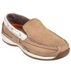 Rockport Works Shoes: Women's RK673 Tan Steel Toe ESD Slip-On Boat Shoes -Work Shoe Store rockport rk673 p 01