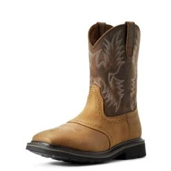 Ariat Boots: Men's Brown 10010148 Heat-Resistant EH Square Toe Boots -Work Shoe Store s12 mns work couto 10010148 3 4 front