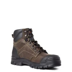 Ariat Boots: Men's 10034673 Dark Brown 6" Treadfast Waterproof Steel Toe Work Boot -Work Shoe Store s21 mns work 10034673 medial
